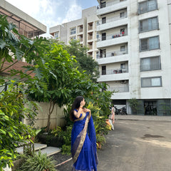 Royal Blue Banarasi Rajkumari Mirror Tissue Silk Saree