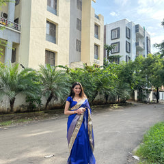 Royal Blue Banarasi Rajkumari Mirror Tissue Silk Saree