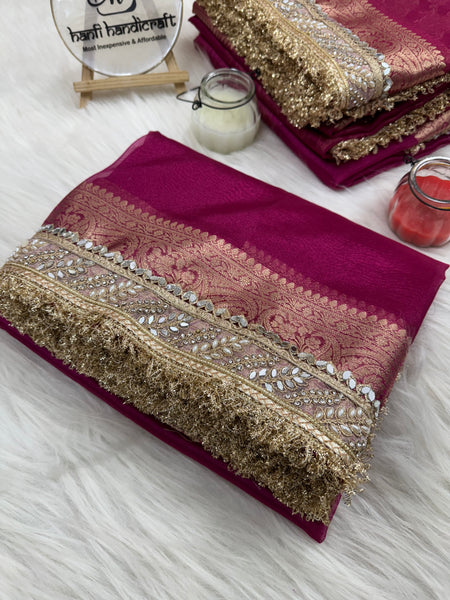 Gulabi Pink Banarasi Riwaayat Tissue Silk Saree | Easy To Carry
