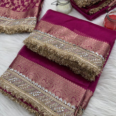 Gulabi Pink Banarasi Riwaayat Tissue Silk Saree | Easy To Carry