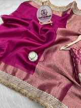 Gulabi Pink Banarasi Riwaayat Tissue Silk Saree | Easy To Carry