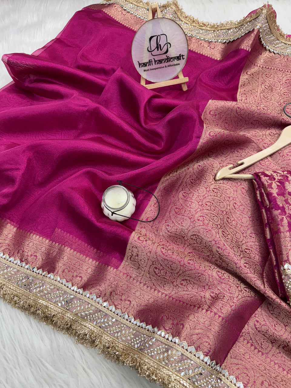 Gulabi Pink Banarasi Riwaayat Tissue Silk Saree | Easy To Carry