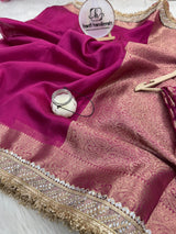 Gulabi Pink Banarasi Riwaayat Tissue Silk Saree | Easy To Carry