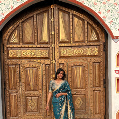Saffire Green Banarasi Nazakat Soft-Silk Saree