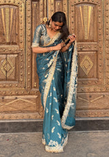 Saffire Green Banarasi Nazakat Soft-Silk Saree