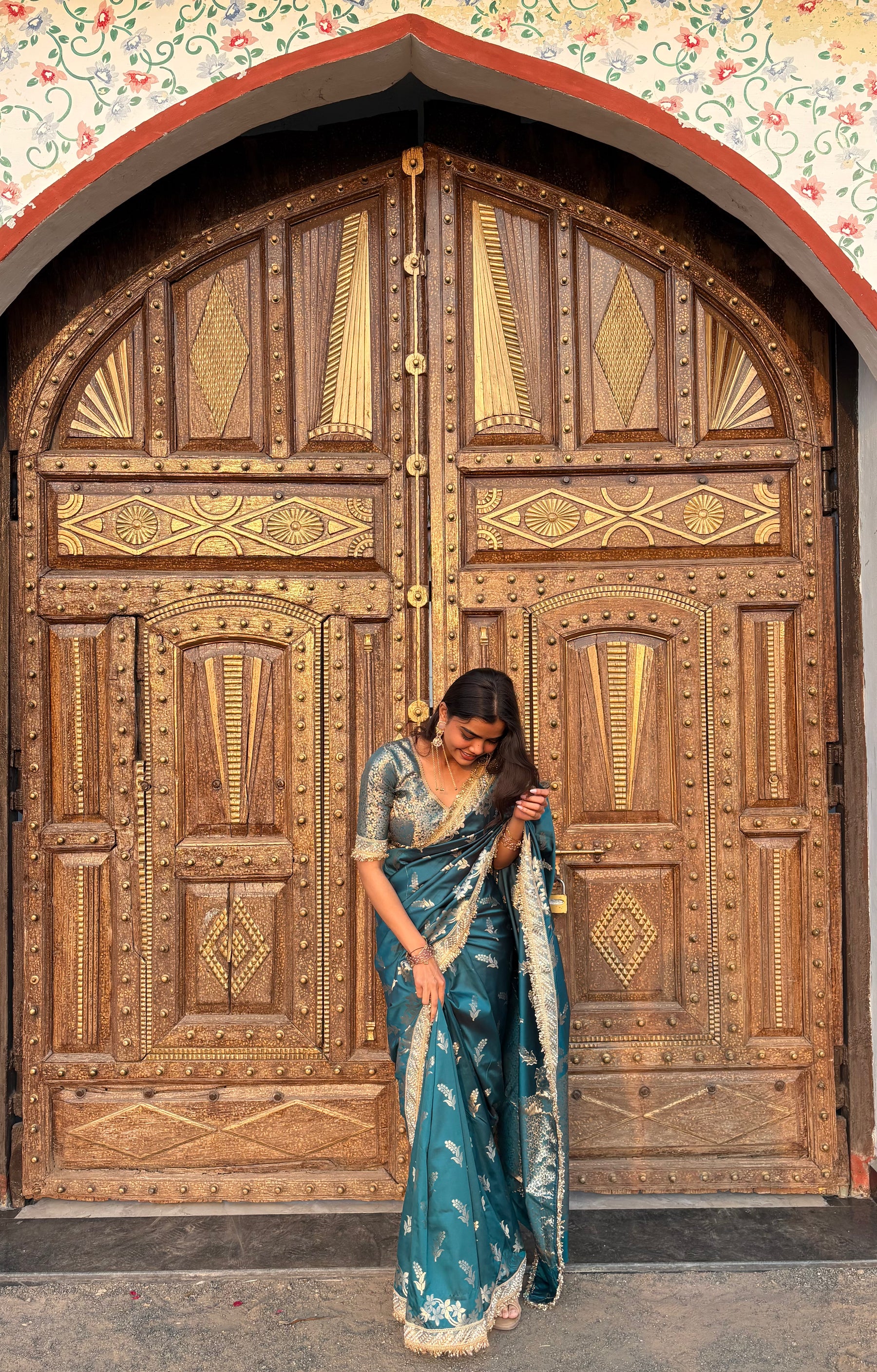 Saffire Green Banarasi Nazakat Soft-Silk Saree