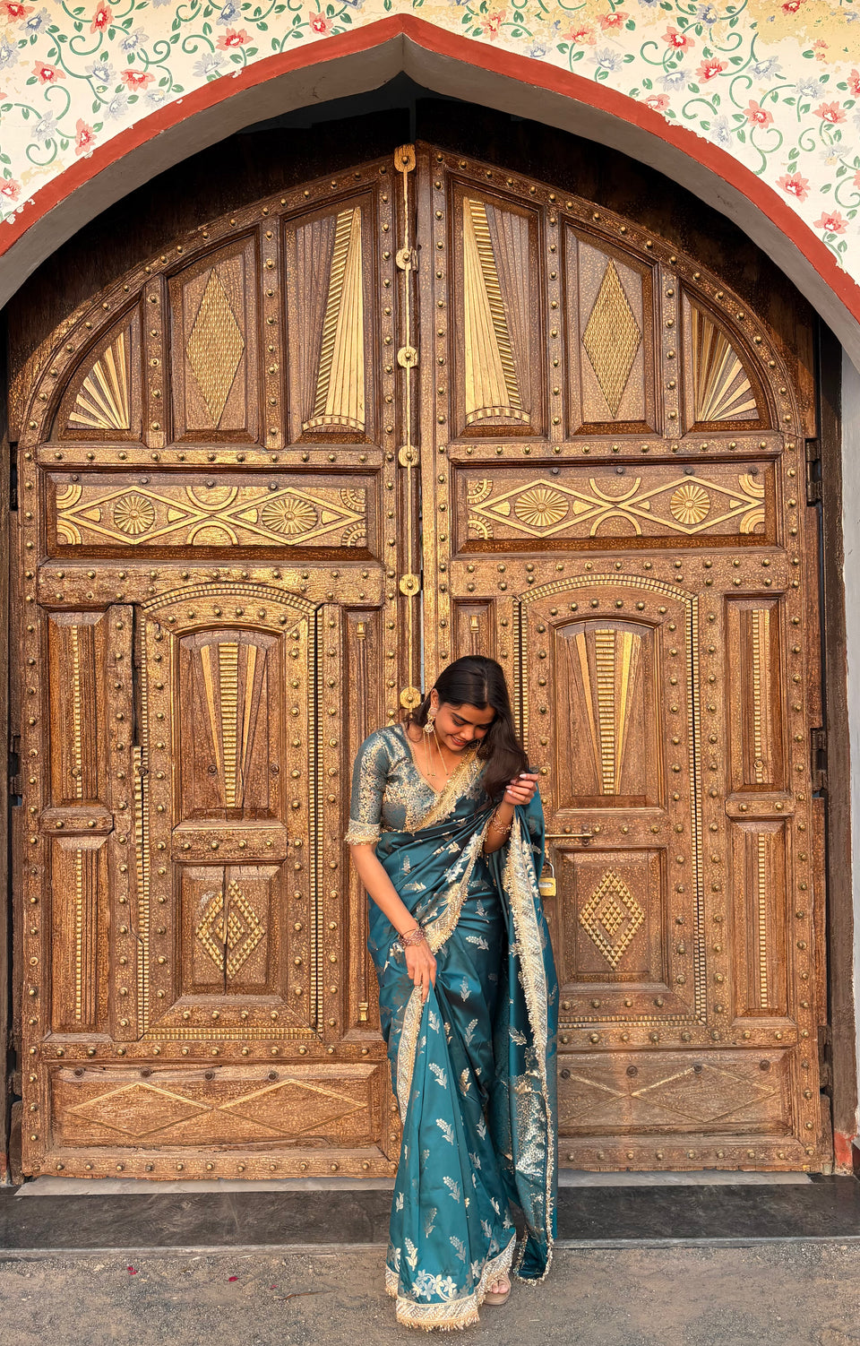 Saffire Green Banarasi Nazakat Soft-Silk Saree