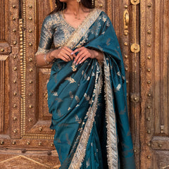 Saffire Green Banarasi Nazakat Soft-Silk Saree