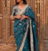Saffire Green Banarasi Nazakat Soft-Silk Saree