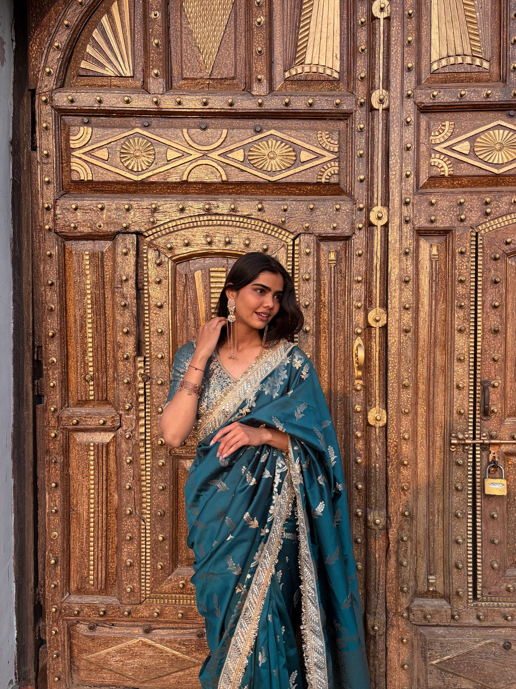 Saffire Green Banarasi Nazakat Soft-Silk Saree