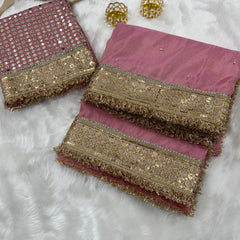 Rang-e-Mehar Rose Pink Designer Shimmery Soft Tissue Silk Saree