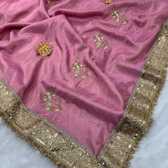 Rang-e-Mehar Rose Pink Designer Shimmery Soft Tissue Silk Saree