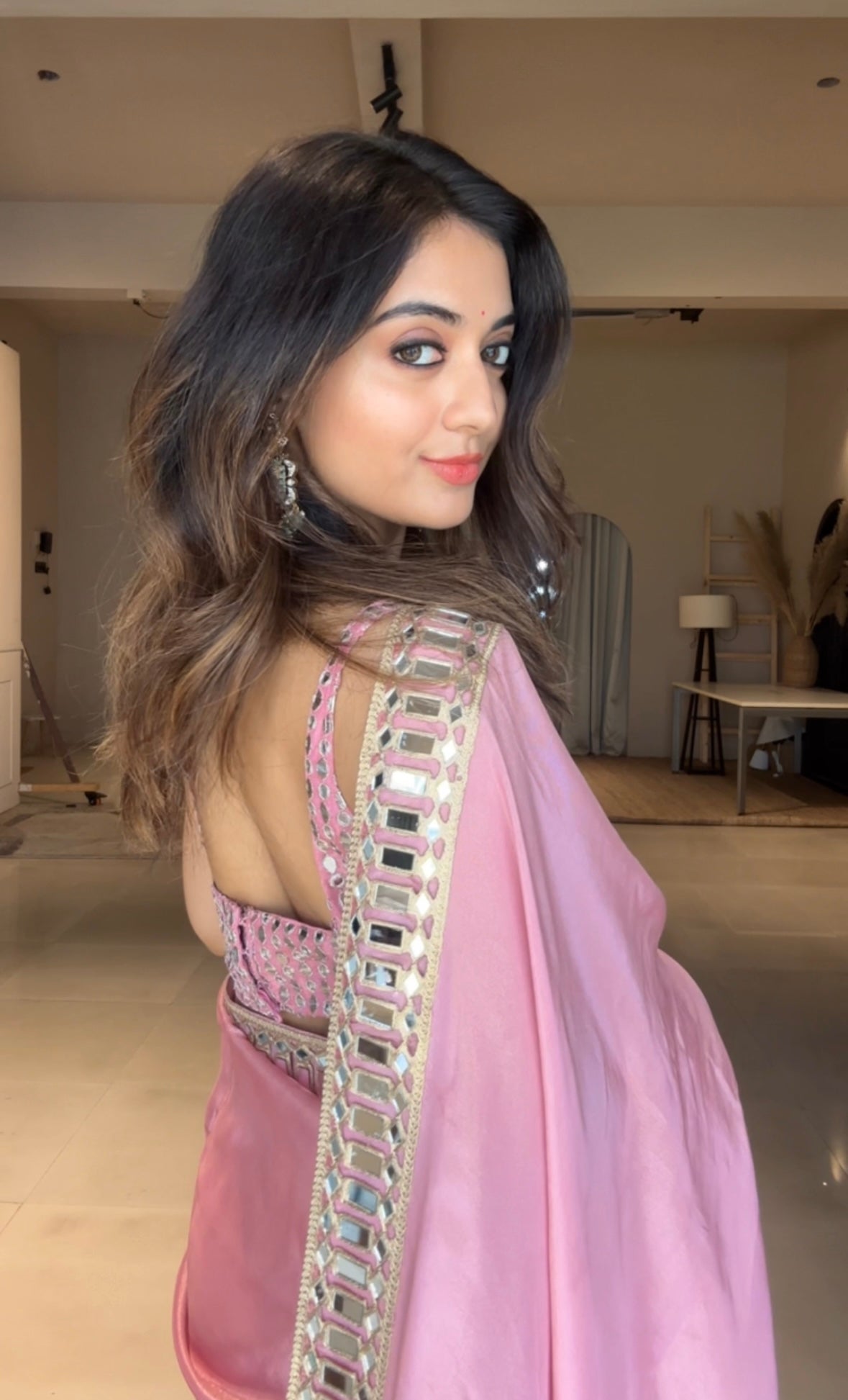 Rose Pink Designer Mirror Work Pure Tissue Silk Saree | Special Edition