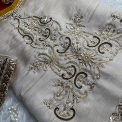 Shahnara-e-Taj Hand Zardozi Special Pallu Work Shimmery Tissue Silk Saree