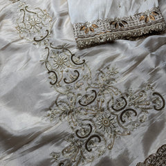 Shahnara-e-Taj Hand Zardozi Special Pallu Work Shimmery Tissue Silk Saree