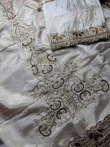 Shahnara-e-Taj Hand Zardozi Special Pallu Work Shimmery Tissue Silk Saree