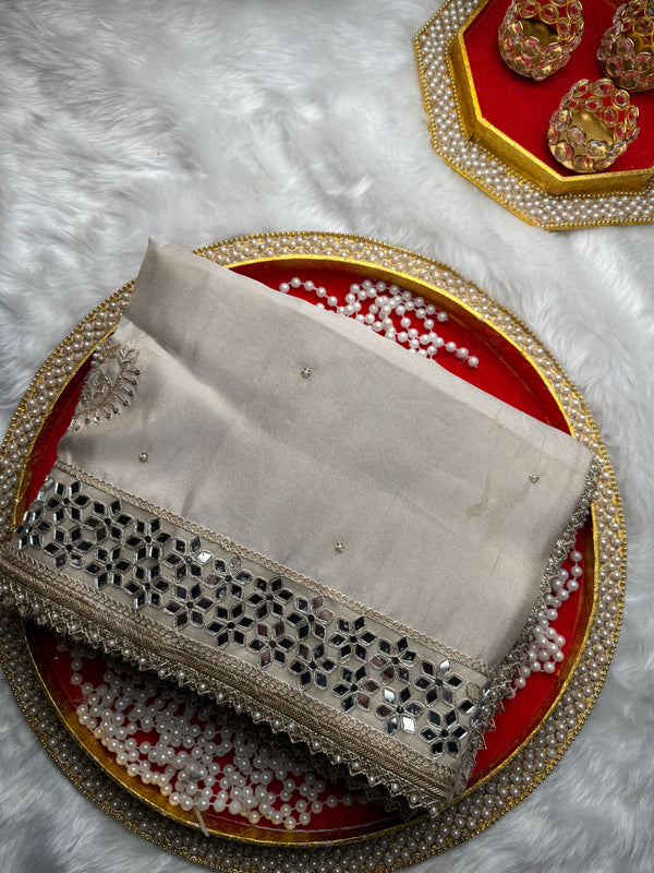 Chand Noor Jhalar Zardozi Hand Embroidery Mirror Work Saree