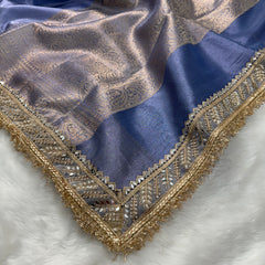 Lavender Blue Banarasi Riwaayat Tissue Silk Saree | Easy To Carry