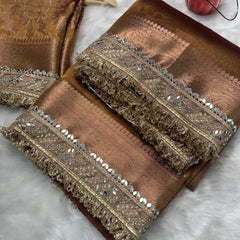 Copper Gold Banarasi Riwaayat Tissue Silk Saree | Easy To Carry