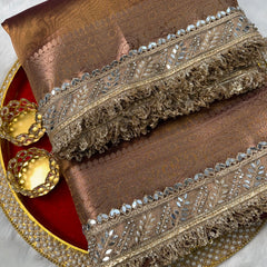 Copper Gold Banarasi Riwaayat Tissue Silk Saree | Easy To Carry