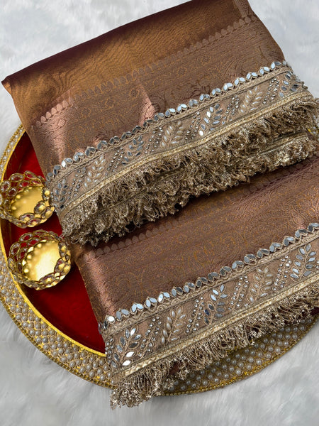 Copper Gold Banarasi Riwaayat Tissue Silk Saree | Easy To Carry