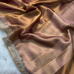 Copper Gold Banarasi Riwaayat Tissue Silk Saree | Easy To Carry