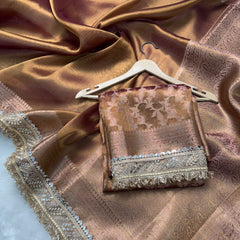 Copper Gold Banarasi Riwaayat Tissue Silk Saree | Easy To Carry