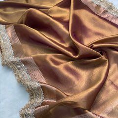 Copper Gold Banarasi Riwaayat Tissue Silk Saree | Easy To Carry