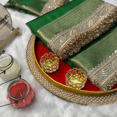 Parakeet Green Banarasi Riwaayat Tissue Silk Saree | Easy To Carry