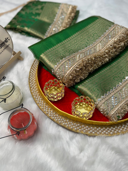 Parakeet Green Banarasi Riwaayat Tissue Silk Saree | Easy To Carry