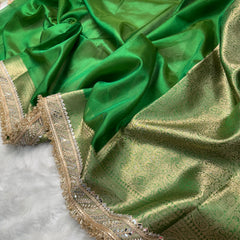 Parakeet Green Banarasi Riwaayat Tissue Silk Saree | Easy To Carry