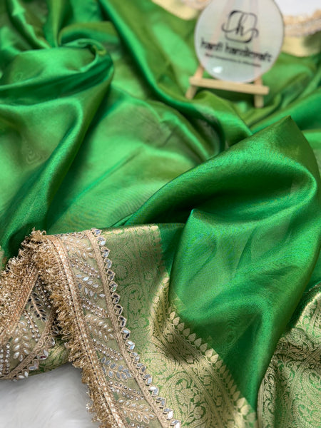 Parakeet Green Banarasi Riwaayat Tissue Silk Saree | Easy To Carry