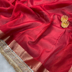 Banarasi Bold Red Riwaayat Tissue Silk Saree | Easy To Carry