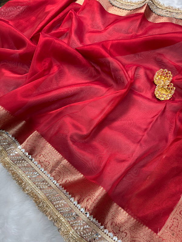 Banarasi Bold Red Riwaayat Tissue Silk Saree | Easy To Carry