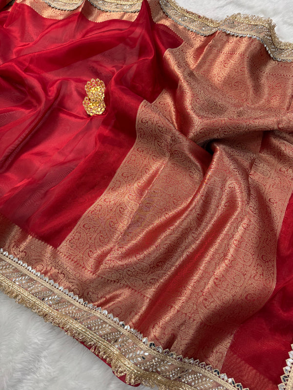 Banarasi Bold Red Riwaayat Tissue Silk Saree | Easy To Carry
