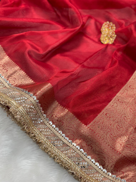 Banarasi Bold Red Riwaayat Tissue Silk Saree | Easy To Carry