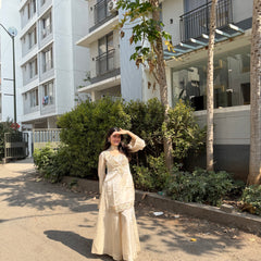 Afsara Ivory Mirror Work Tissue Sharara Suit Set