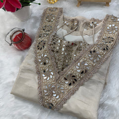 Afsara Ivory Mirror Work Tissue Sharara Suit Set