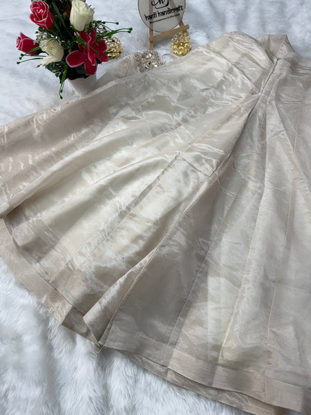 Afsara Ivory Mirror Work Tissue Sharara Suit Set