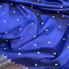 Royal Blue Kusumika Banarasi Soft Silk Pearl Work Saree