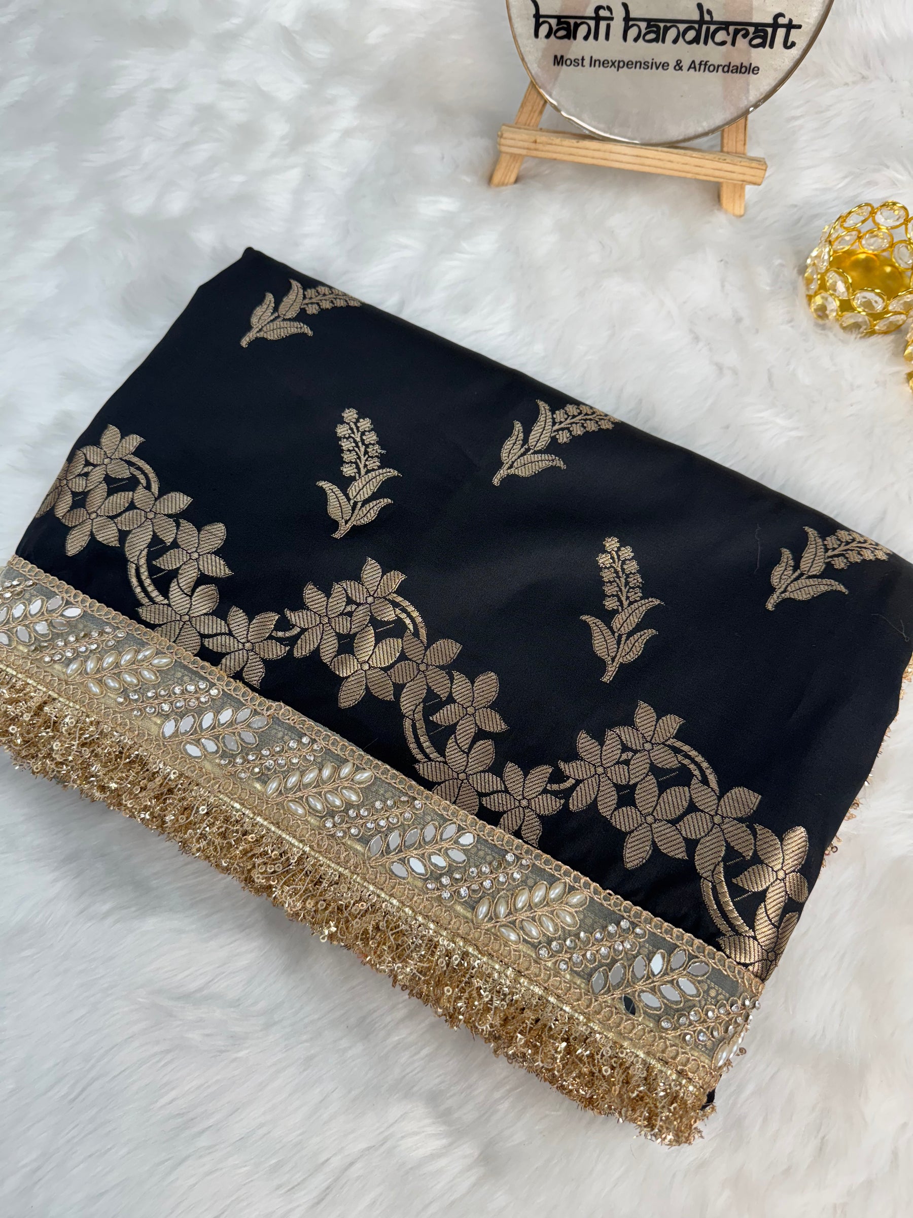 Elan Black Banarasi Nazakat Soft-Silk Saree
