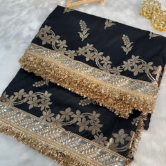 Elan Black Banarasi Nazakat Mirror-Pearl work Saree