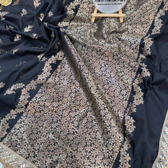 Elan Black Banarasi Nazakat Mirror-Pearl work Saree