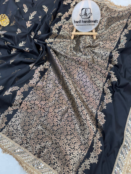 Elan Black Banarasi Nazakat Mirror-Pearl work Saree