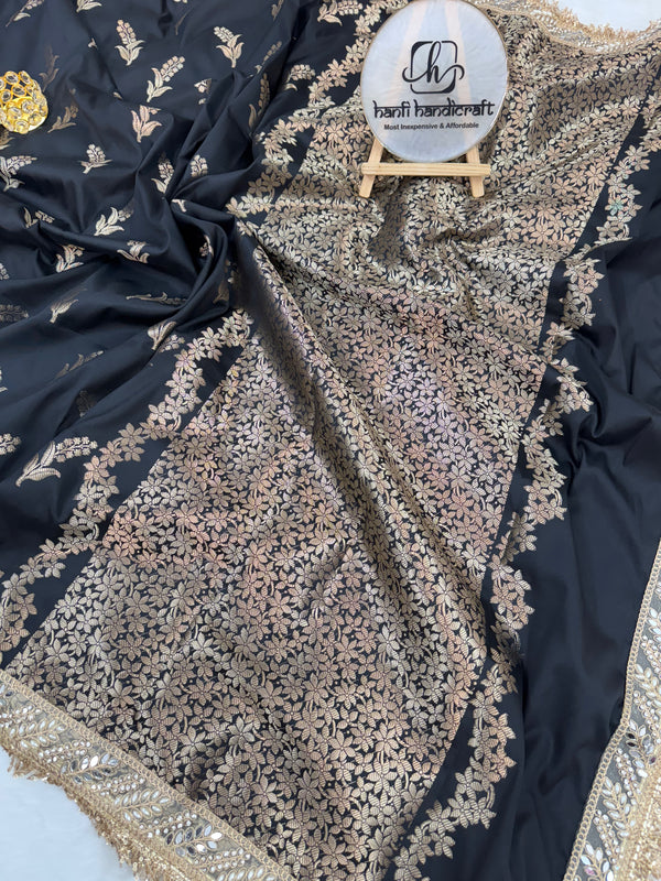 Elan Black Banarasi Nazakat Mirror-Pearl work Saree