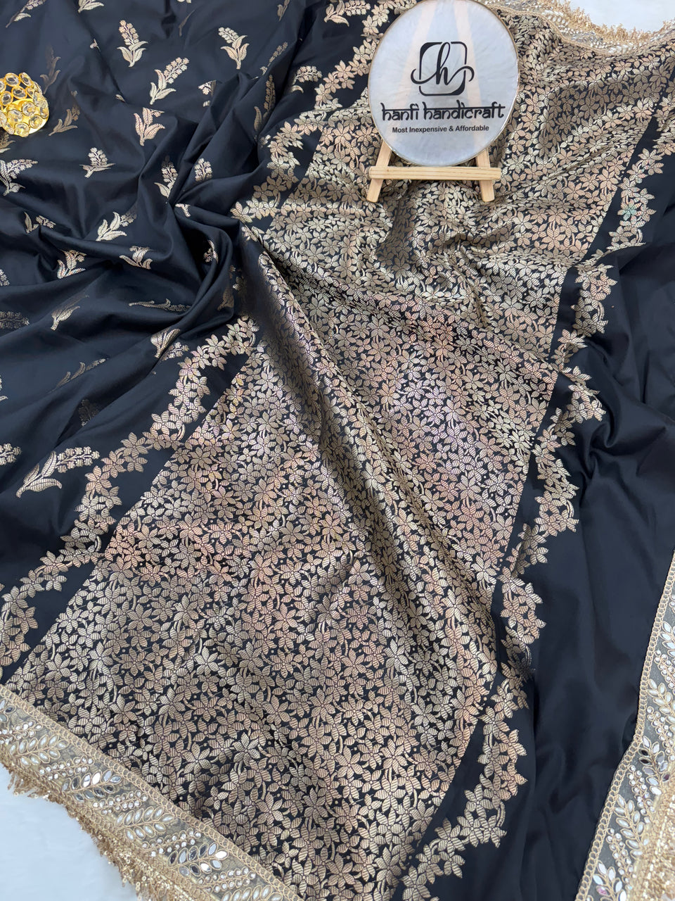 Elan Black Banarasi Nazakat Soft-Silk Saree