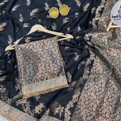 Elan Black Banarasi Nazakat Mirror-Pearl work Saree