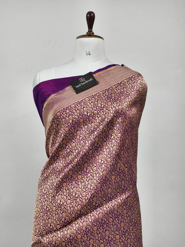 Purple Handwoven Brocade Saree | Pure Katan Silk Banarasi Handloom Saree