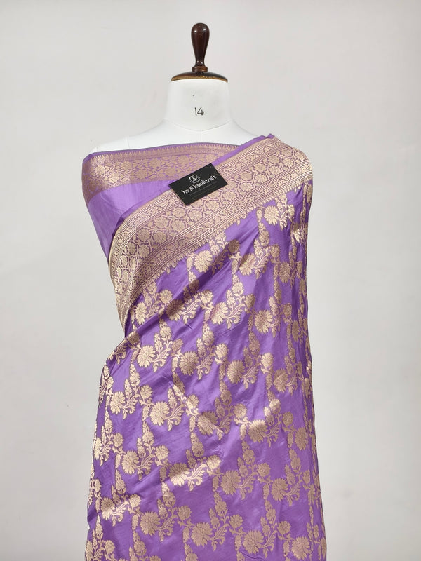Lavender Handwoven Pure Katan Silk Banarasi Handloom Uppada Saree