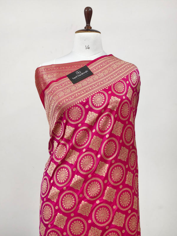 Rani Pink Handwoven Pure Katan Silk Banarasi Handloom Saree